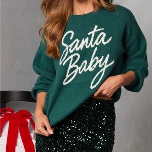 Vici Santa Baby Script Graphic Sweater (New) Size L